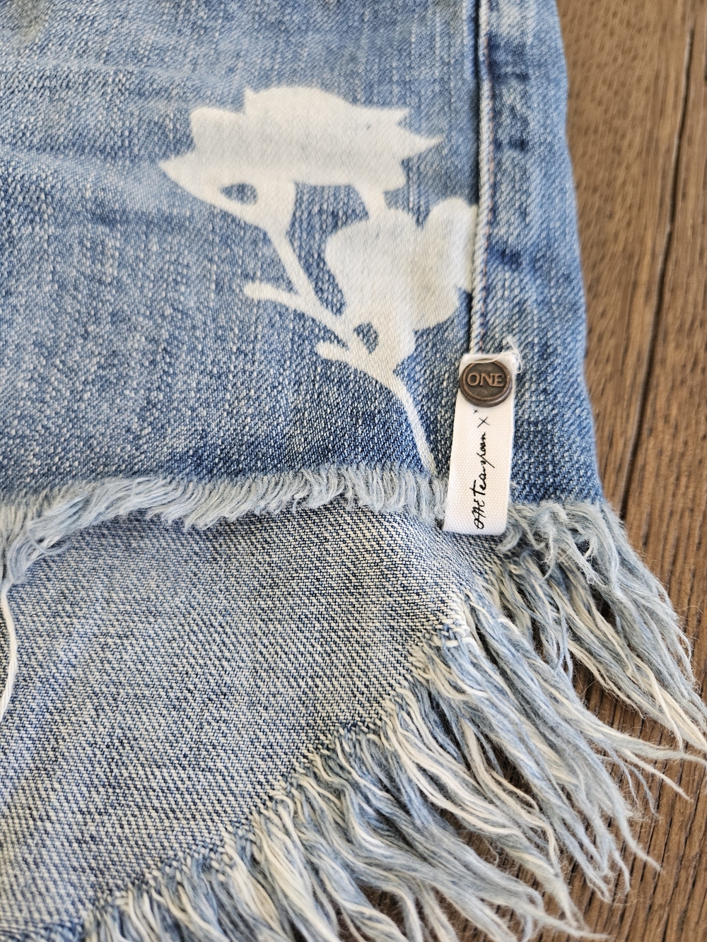 One Teaspoon Blue Floral Frayed Denim Shorts - Picture 4 of 7